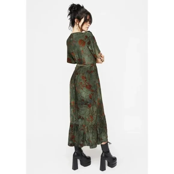 NWT Disturbia Witchfire Ruffle Midaxi Wrap Dress Size 6 - Picture 2 of 8